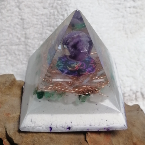 OM of Violet Serenity Orgonite Pyramid